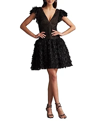 Tadashi Shoji Minx Flower Embellished Mini Dress