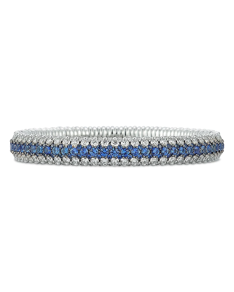 Roberto Demeglio 18K White Gold Giotto Blue Sapphire & Diamond Multirow Stretch Bracelet