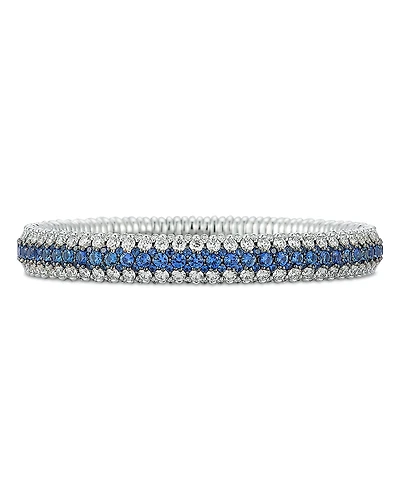 Roberto Demeglio 18K White Gold Giotto Blue Sapphire & Diamond Multirow Stretch Bracelet