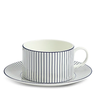 Wedgwood Gio 7.4 oz. Teacup & Saucer Set, Pinstripe White