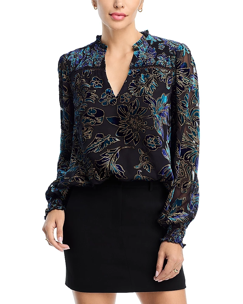 Aqua Velvet Burnout Boho Blouse - Exclusive