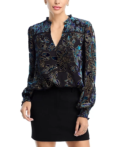 Aqua Velvet Burnout Boho Blouse - Exclusive