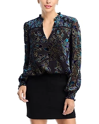 Aqua Velvet Burnout Boho Blouse - Exclusive