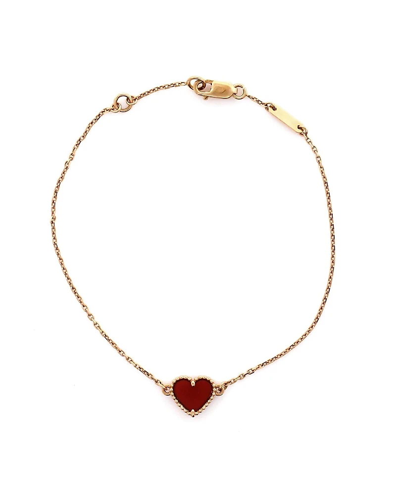 Pre-Owned Van Cleef & Arpels Sweet Alhambra Heart Bracelet 18K Rose Gold Carnelian