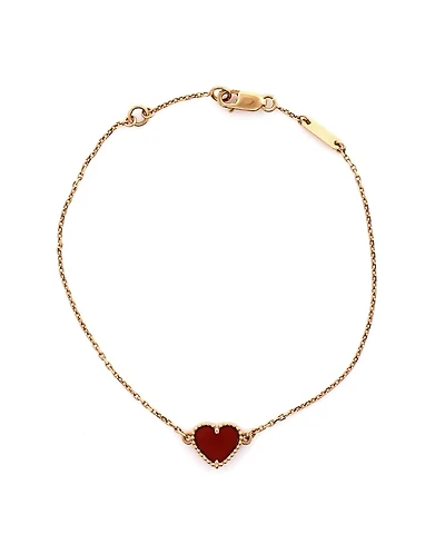 Pre-Owned Van Cleef & Arpels Sweet Alhambra Heart Bracelet 18K Rose Gold Carnelian