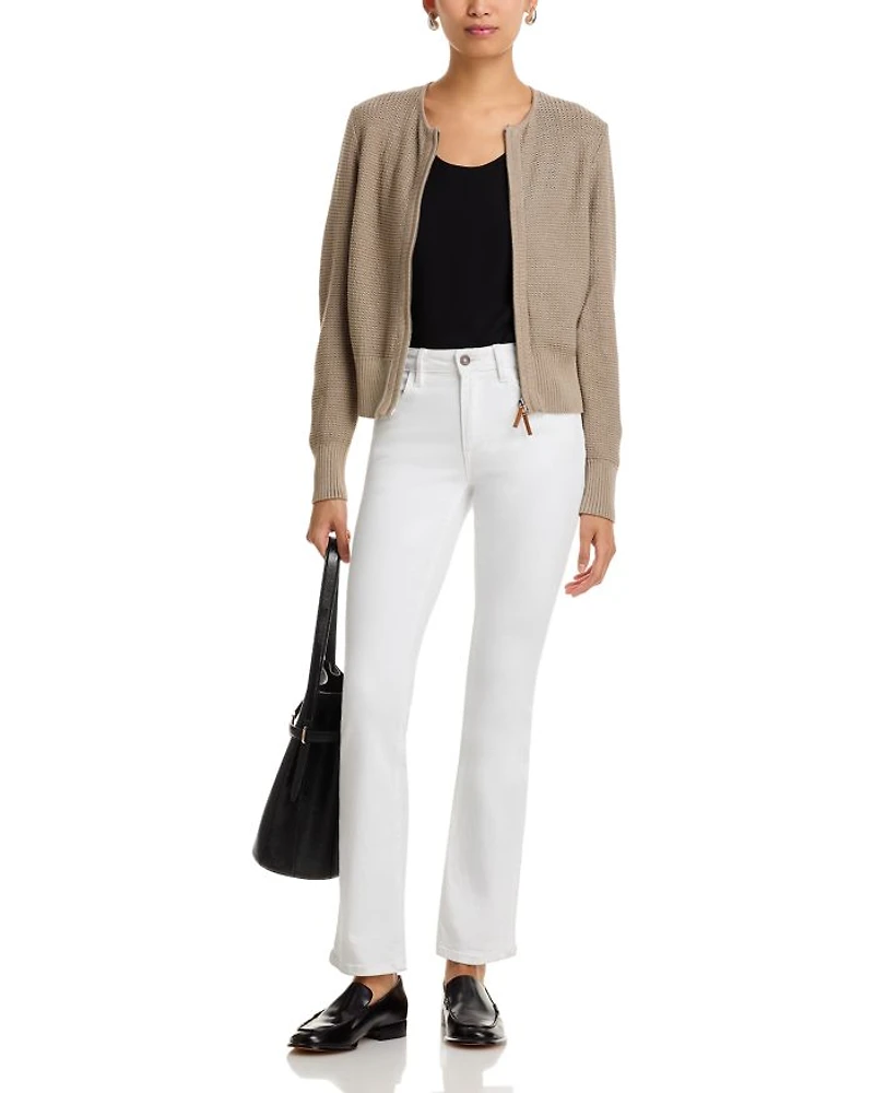 Textured Zip Front Cardigan