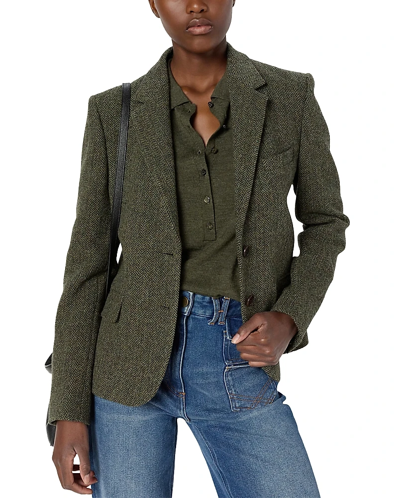 Gerard Darel Noelie Wool Herringbone Blazer