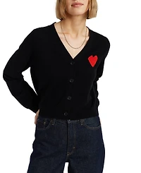 Chinti & Parker Women's Wool Cashmere Heart Breton Cardigan