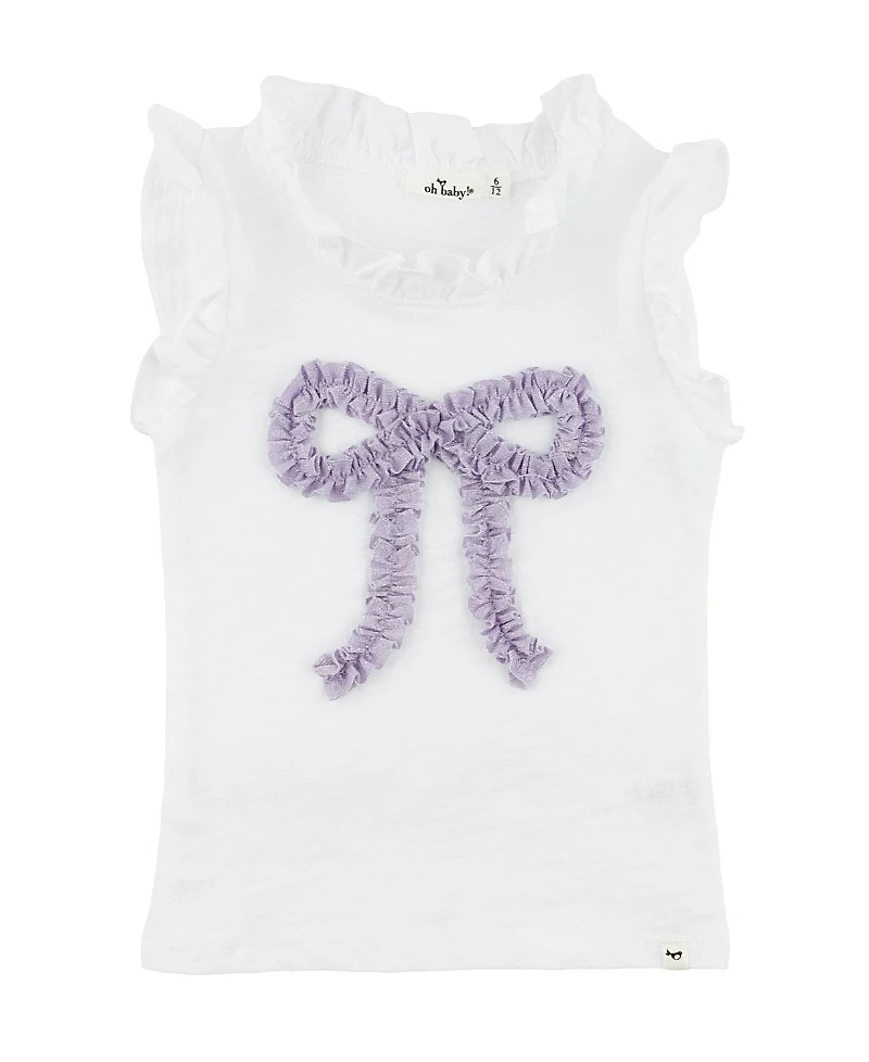 oh baby! Girls' Rebekah Ruffle Bow Lavendar Sparkle Tank -Baby
