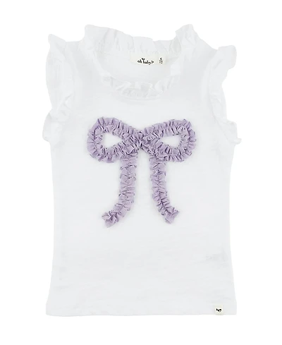 oh baby! Girls' Rebekah Ruffle Bow Lavendar Sparkle Tank -Baby