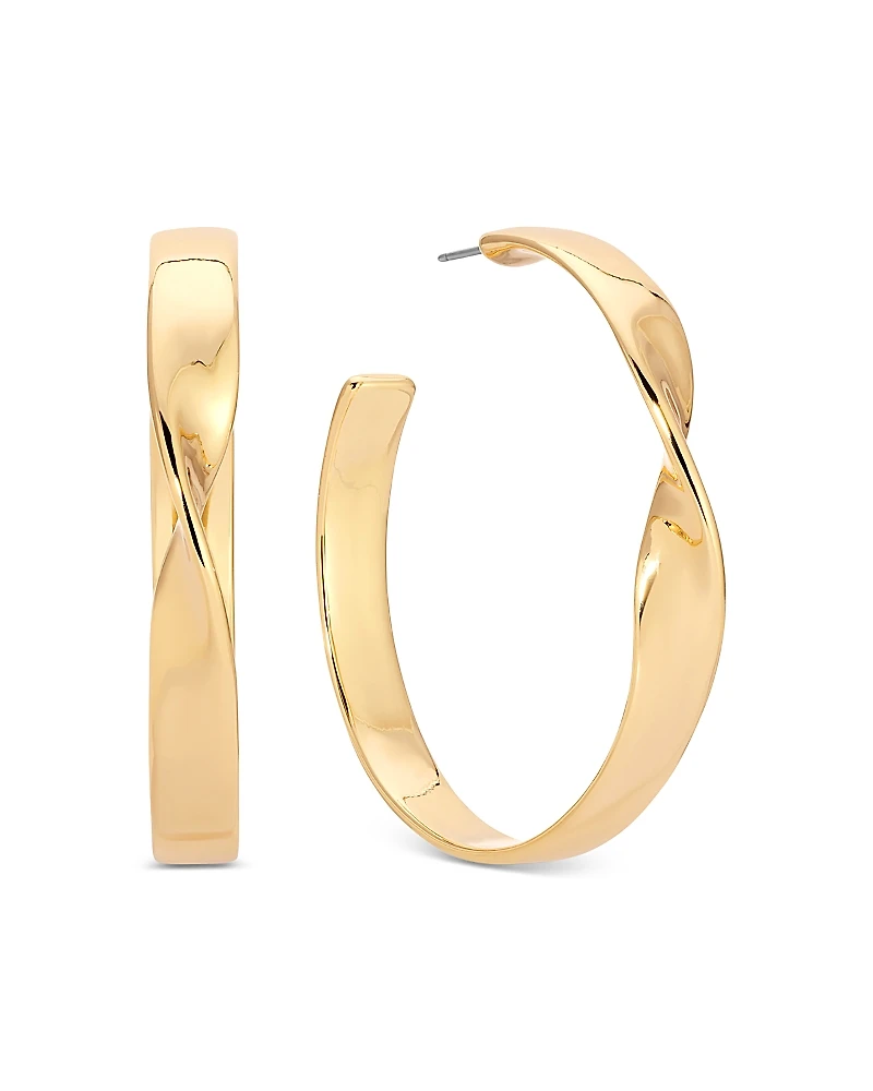 Ettika Twist Square Medium Hoop Earrings