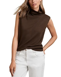 Reiss Harper Wool Sleeveless Slouch Neck Top