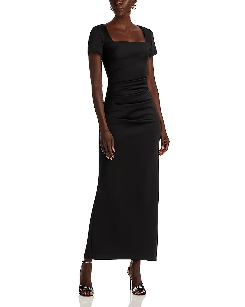 Aqua Scuba Open Back Cap Sleeve Maxi Dress - Exclusive