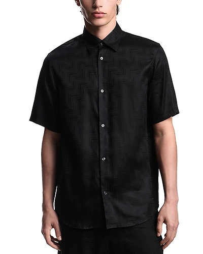 Emporio Armani Zig Zag Jacquard Regular Fit Button Down Shirt