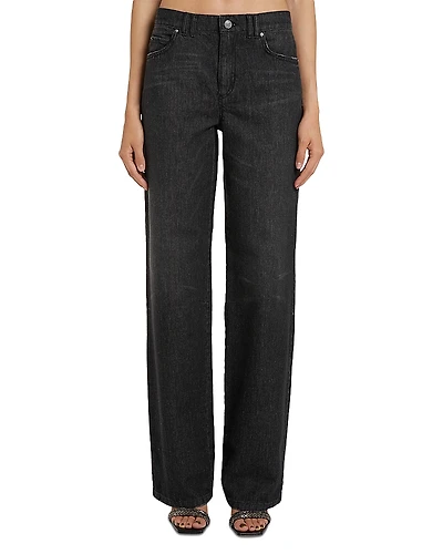 Marella Super Black Mid Rise Wide Leg Jeans