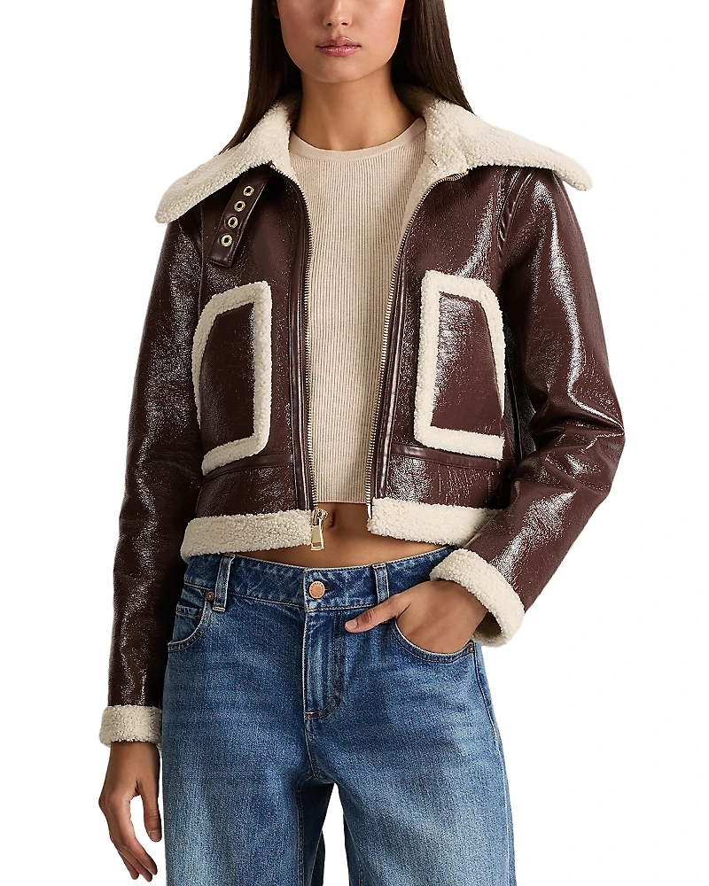 Alice and Olivia Isaiah Faux Shearling Aviator Jacket