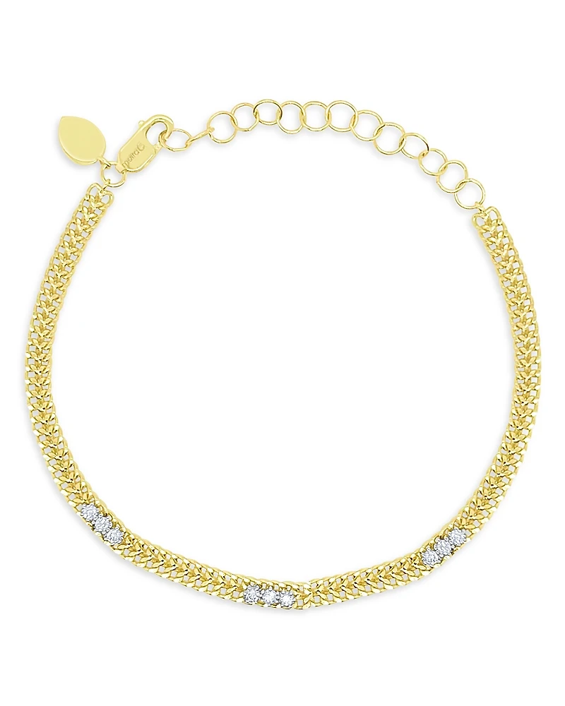 Meira T 14K Yellow Gold Diamond Station Double Chain Link Bracelet
