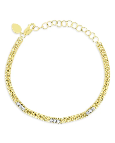 Meira T 14K Yellow Gold Diamond Station Double Chain Link Bracelet