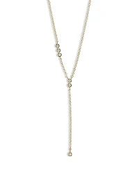 Moon & Meadow 14K Yellow Gold Diamond Bezel Lariat Necklace, 18
