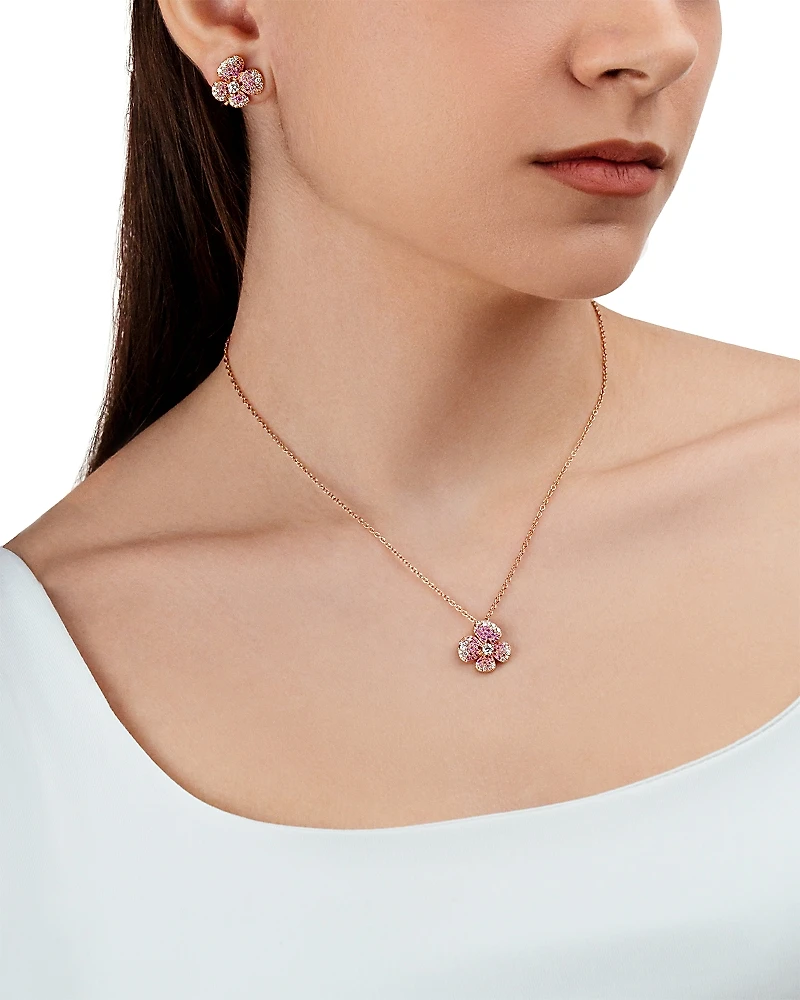 Miseno Jewelry 18K Rose Gold Ischia Pendant Necklace with Diamonds & Pink Sapphires