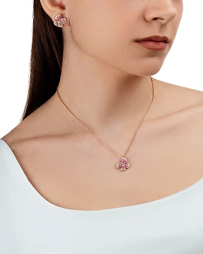 Miseno Jewelry 18K Rose Gold Ischia Pendant Necklace with Diamonds & Pink Sapphires