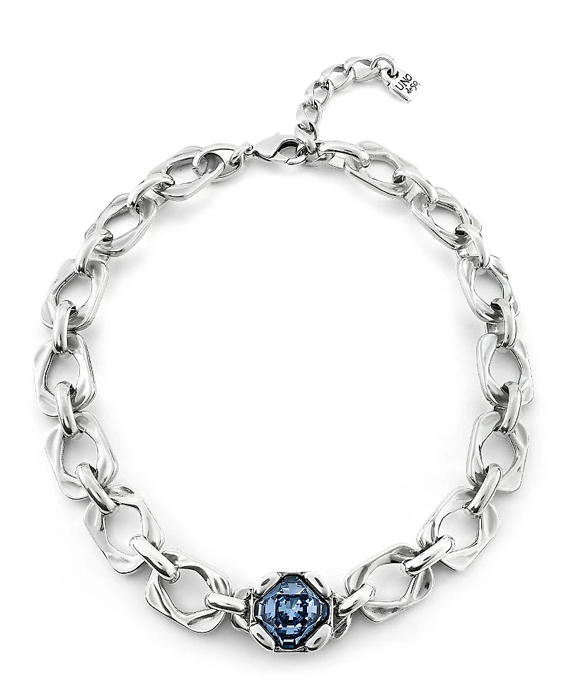 UNOde50 Wide Link Blue Crystal Necklace