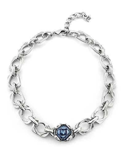 UNOde50 Wide Link Blue Crystal Necklace