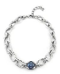 UNOde50 Wide Link Blue Crystal Necklace