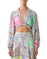 Camilla Cropped Wrap Silk Shirt