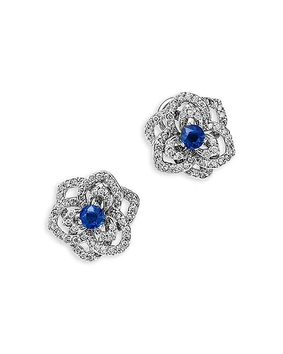 Bloomingdale's Fine Collection Sapphire & Diamond Flower Earrings