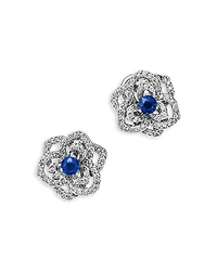 Bloomingdale's Fine Collection Sapphire & Diamond Flower Earrings