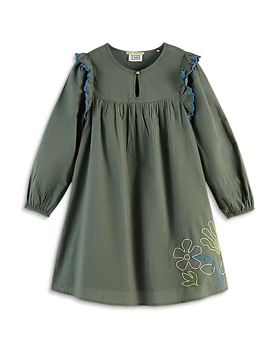 Scotch & Soda Girls' Seersucker Embroidered Dress - Little Kid, Big Kid