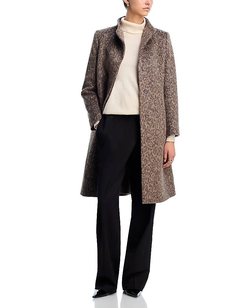 Cinzia Rocca Printed Stand Collar Long Coat