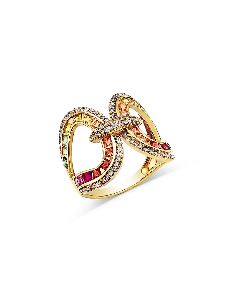 Bloomingdale's Fine Collection Rainbow Sapphire & Diamond Open Ring