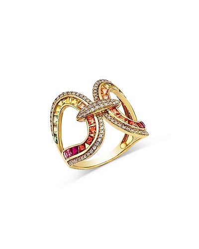 Bloomingdale's Fine Collection Rainbow Sapphire & Diamond Open Ring