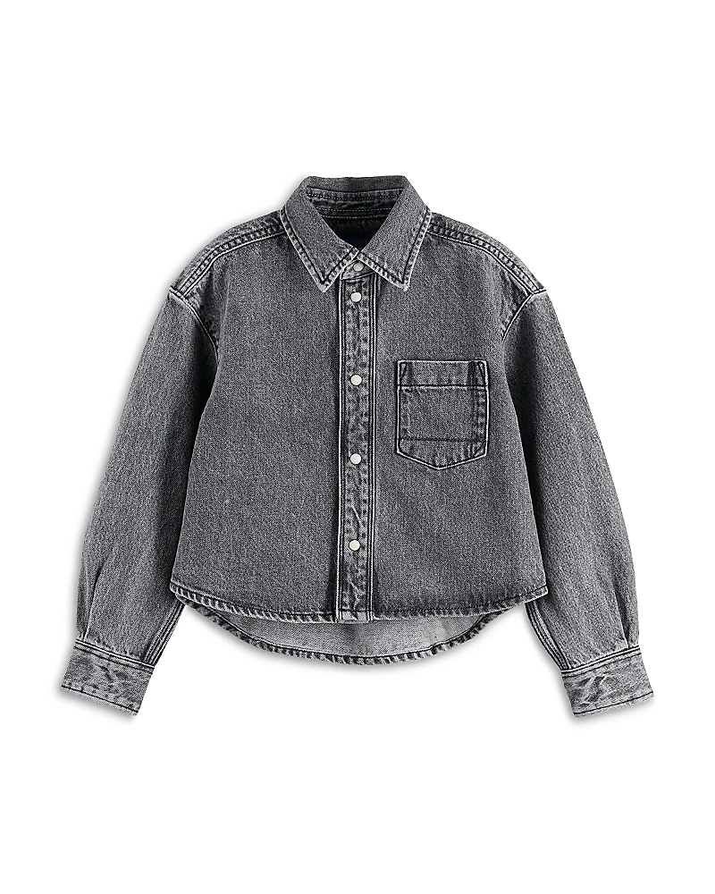 Scotch & Soda Girls' Washed Black Denim Overshirt - Little Kid, Big Kid