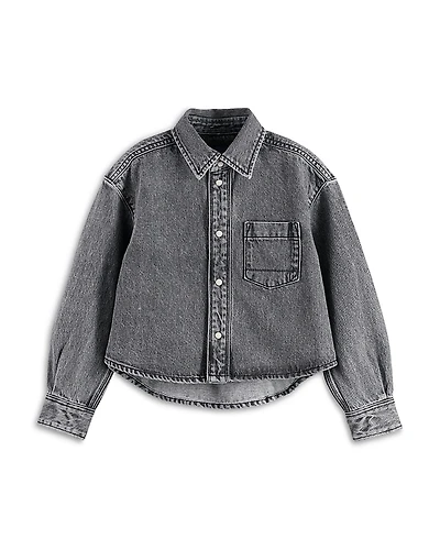 Scotch & Soda Girls' Washed Black Denim Overshirt - Little Kid, Big Kid
