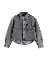 Scotch & Soda Girls' Washed Black Denim Overshirt - Little Kid, Big Kid