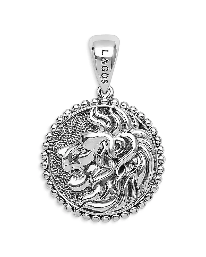Lagos Men's Sterling Silver Anthem Lion Small Disc Amulet Pendant