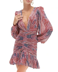 PatBO Metallic Ruched Mini Dress