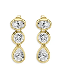 Aqua 18K Gold Over Sterling Silver Bezel Set Cubic Zirconia Drop Earrings - Exclusive