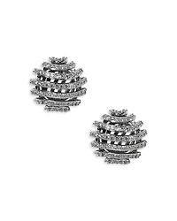 Nadri Pisa Open Pave Rhodium Plated Stud Earrings, 0.6 diameter
