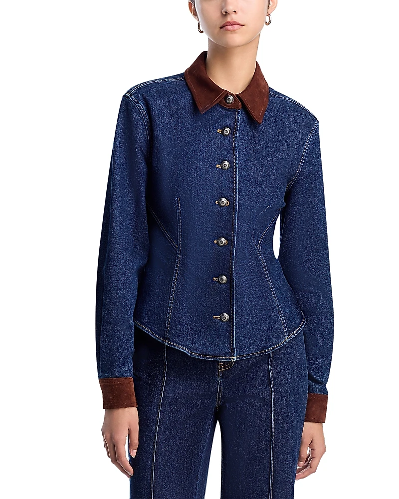 Cinq a Sept Suede Combo Denim Shirt