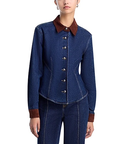 Cinq a Sept Suede Combo Denim Shirt