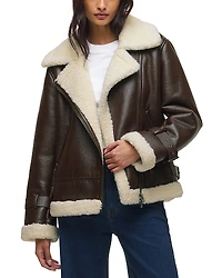 Hudson Faux Leather Sherpa Jacket