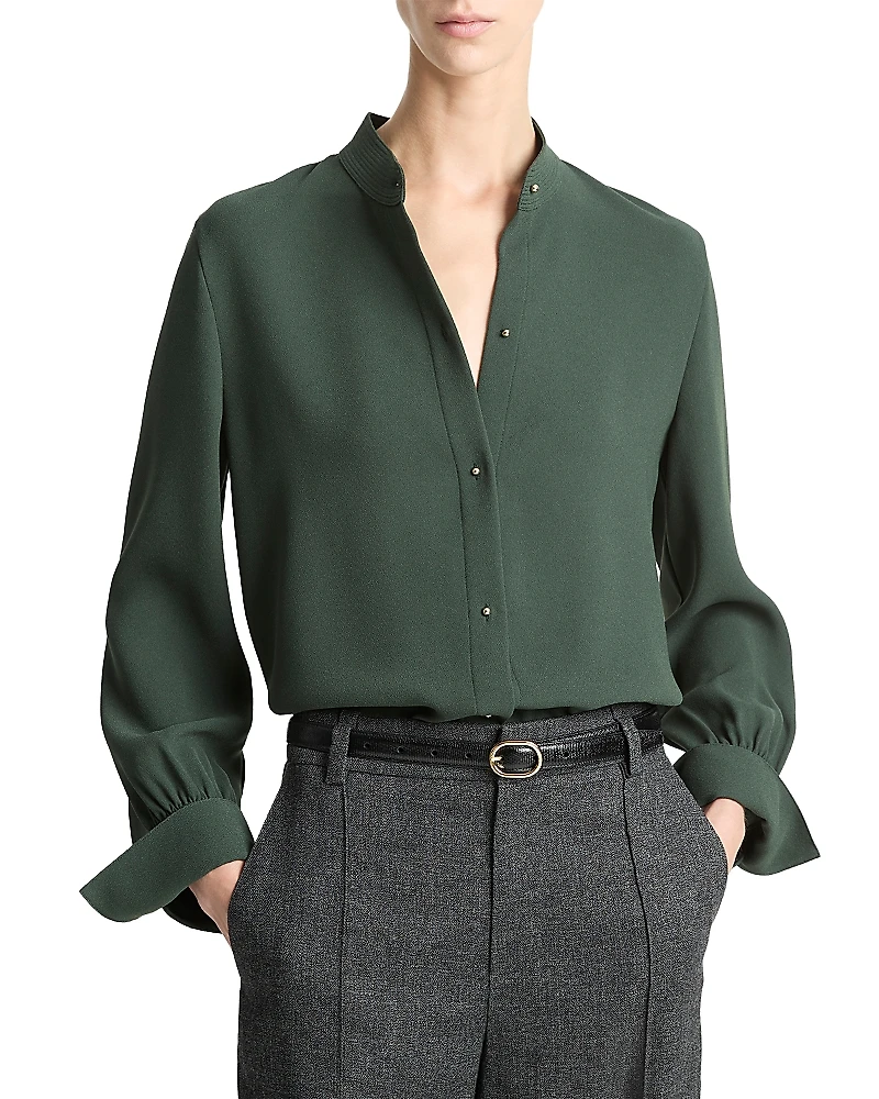 Vince Mandarin Collar Blouse