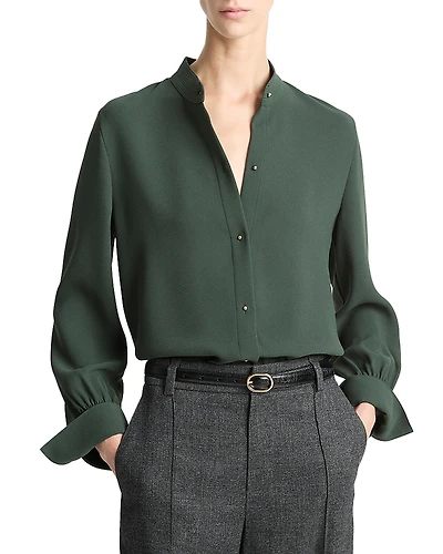 Vince Mandarin Collar Blouse
