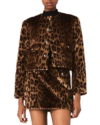 Maje Leopard Faux Fur Jacket
