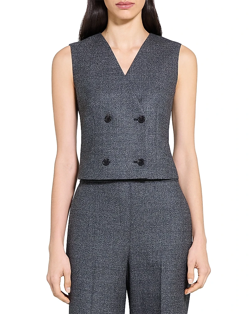 Theory Double Breasted Marled Wool Vest