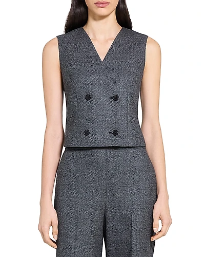 Theory Double Breasted Marled Wool Vest